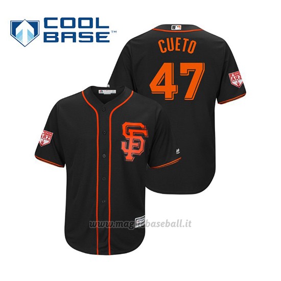 Maglia Baseball Uomo San Francisco Giants Johnny Cueto Cool Base Entrenamiento De Primavera 2019 Nero
